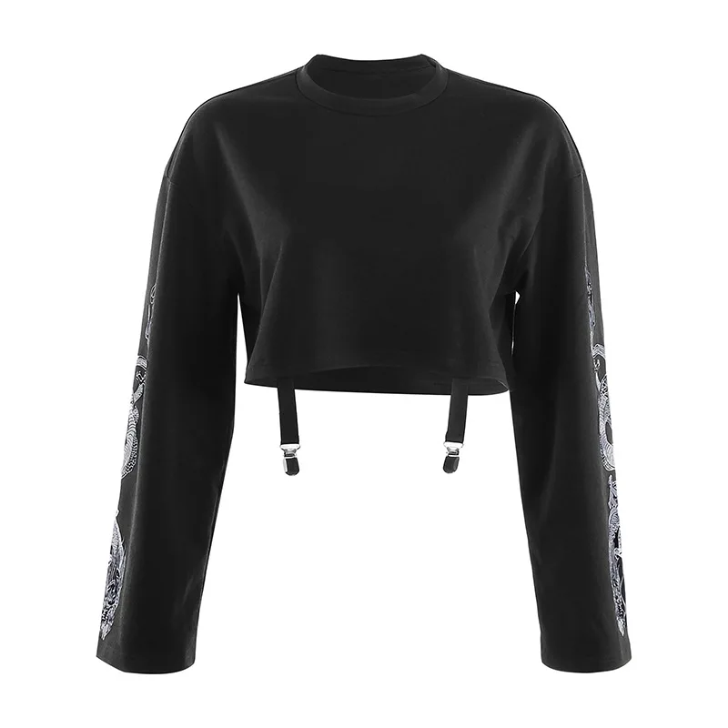 

Women Long Sleeve Sweatshirts Retro Dragon Print Loose Sweatshirt Womens Clothing Kawaii Pullovers