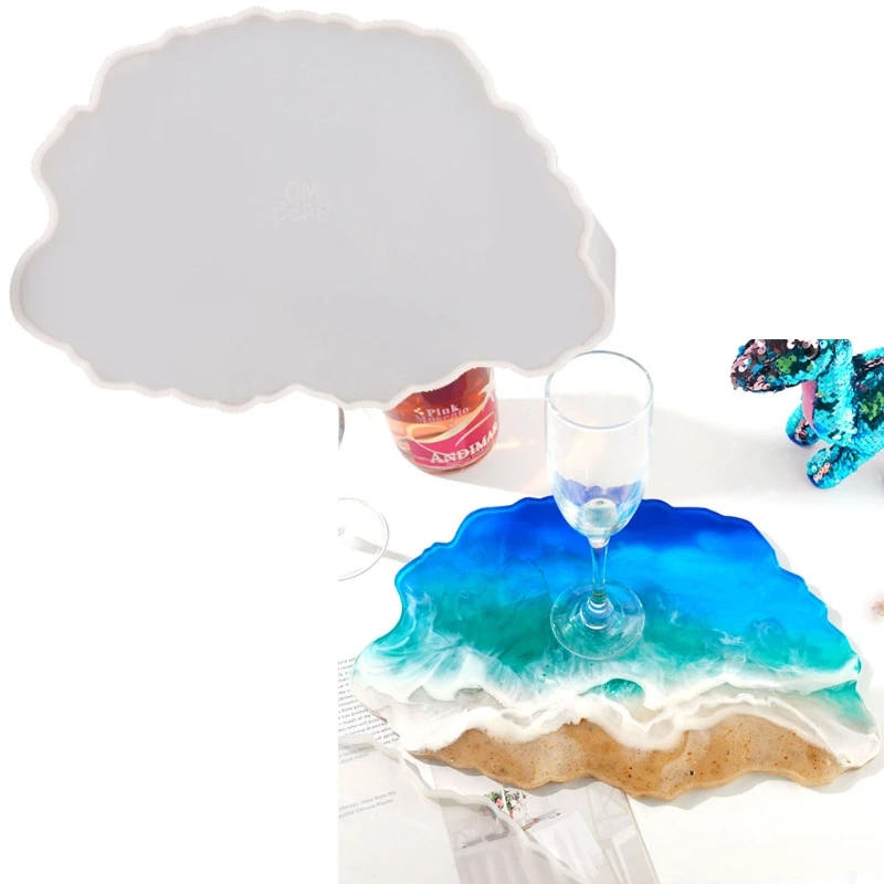 

69HB Crafts Irregular Wave Tray Epoxy Resin Mold Serving Plate Board Silicone Mould