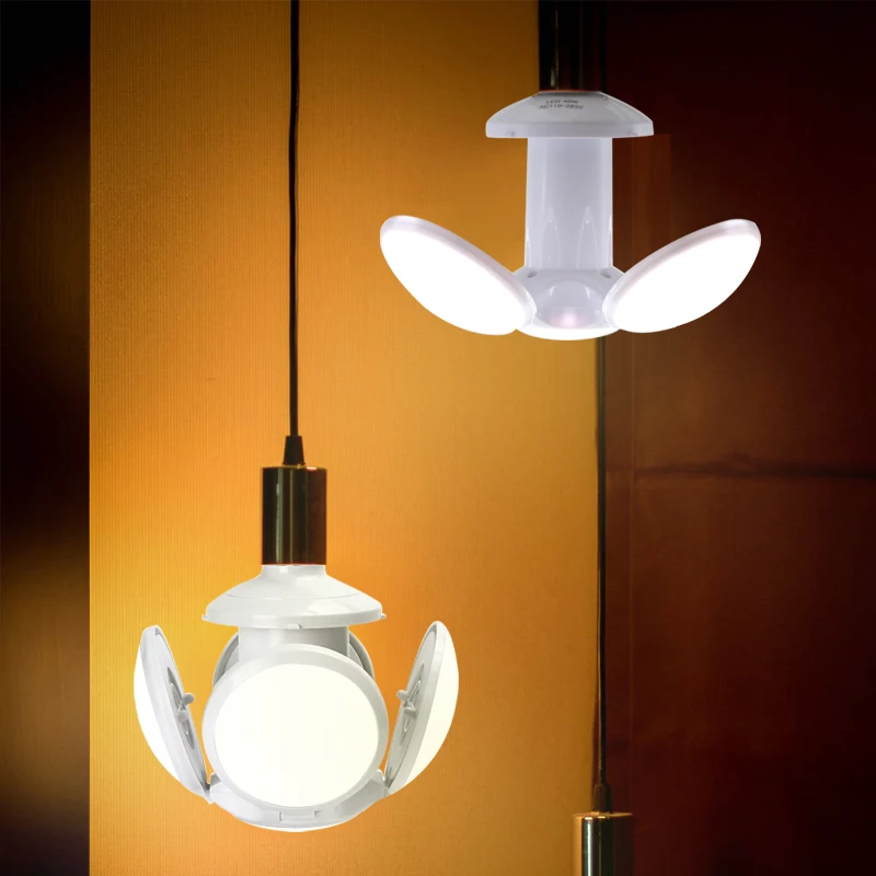 

Super bright E27 LED folding bulb AC 110V 220V LED light 40W 45W 60W UFO football lamp Angle Adjustable Foldable Fan LED bulb