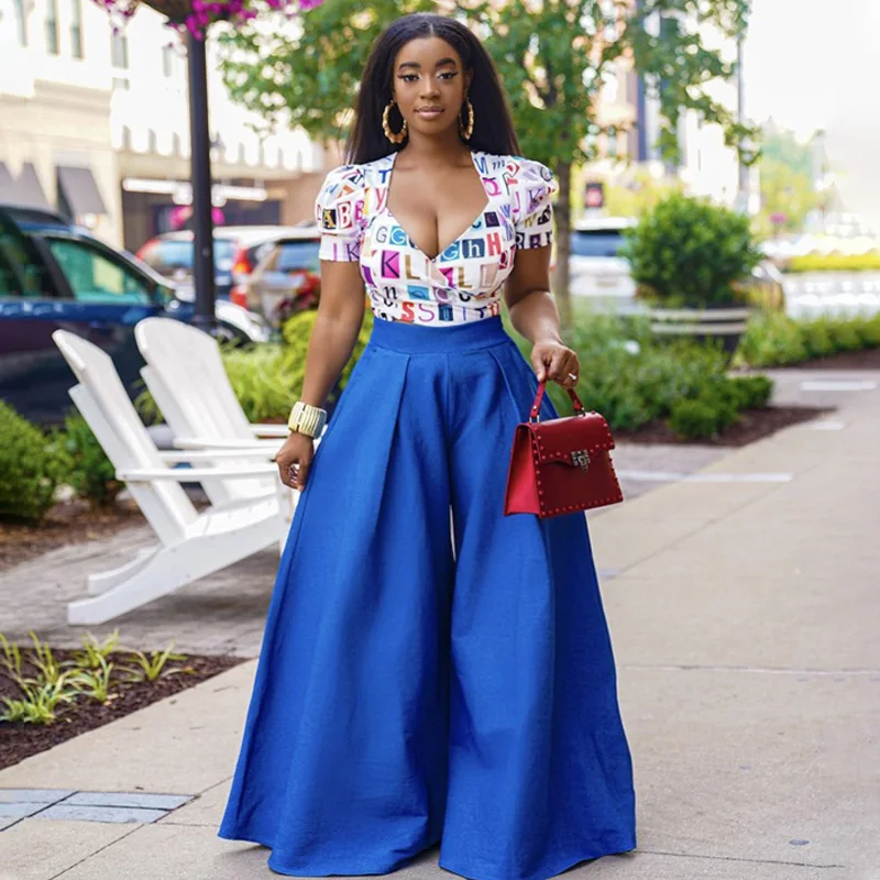 

2021 Summer Oversized Summer Flare Trousers High Waist Elegant Wide Leg Pants Vintage Casual Blue Denim Pantalon Streetwear