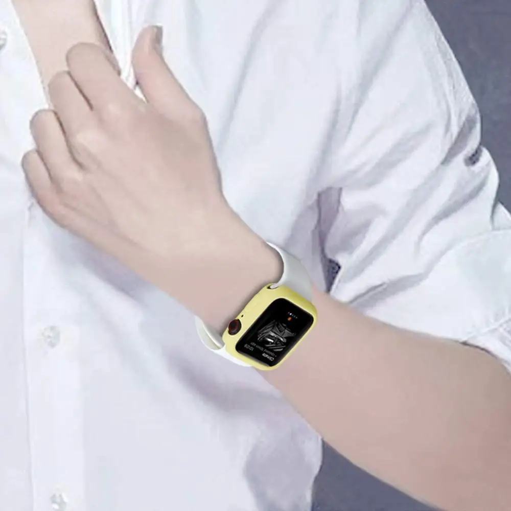 Мягкий силиконовый чехол для Apple Watch 6 SE 5 4 3 2 1 42 мм 38 защитный iWatch 40 44 бампер |
