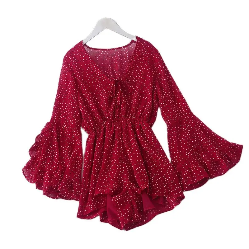 Heliar женские BOHO Стиль Шелковый Атлас печатных шифон Комбинезоны Футболка женская
