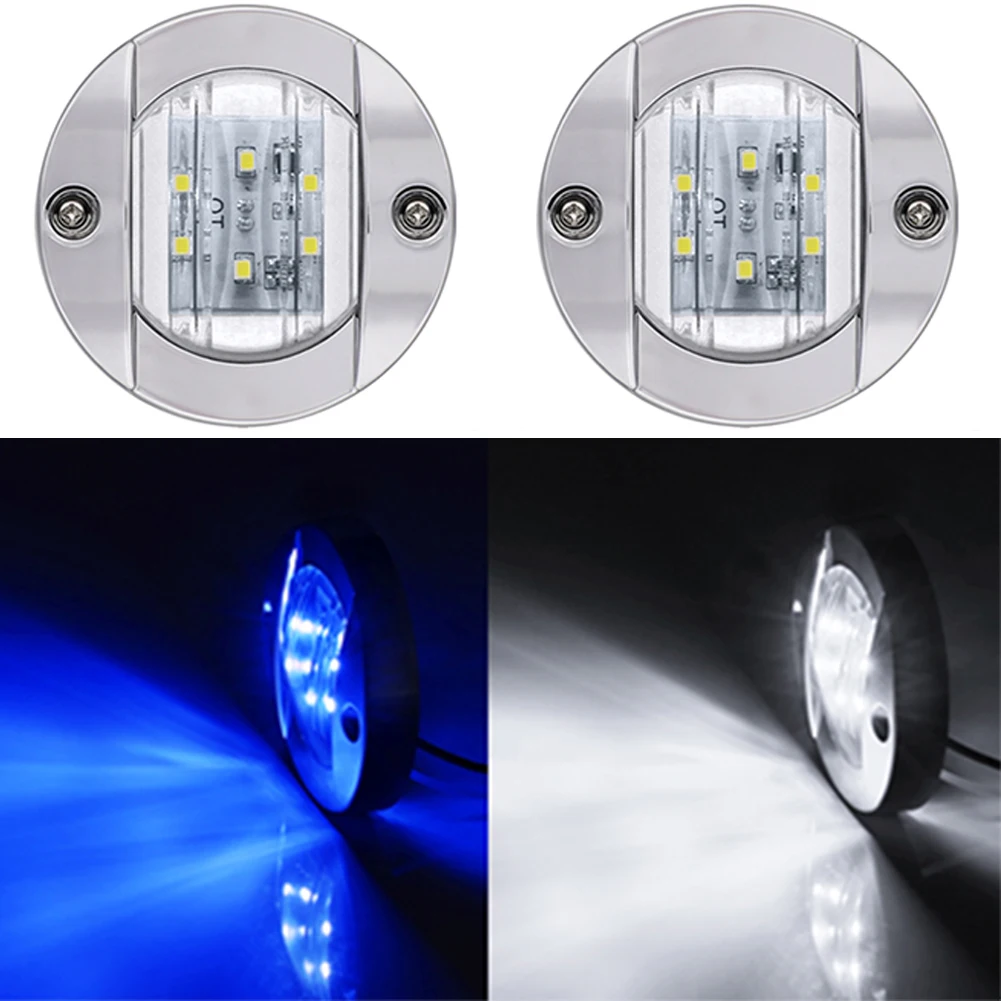 DC 12V Marine Boat Transom LED Stern Light Round Cold White Tail Lamp Yacht Accessory Blue/