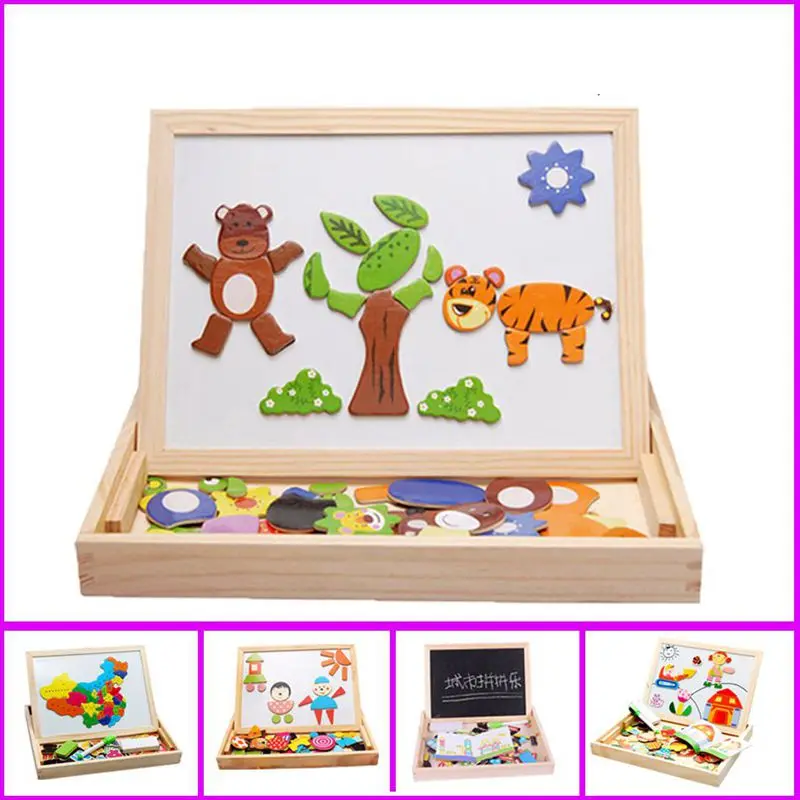 

Wooden Toys Magnetic Puzzle Drawing Board Puzzle Toys Children 3D Puzzle Drawing Board Children Learning Educational Wooden Toy