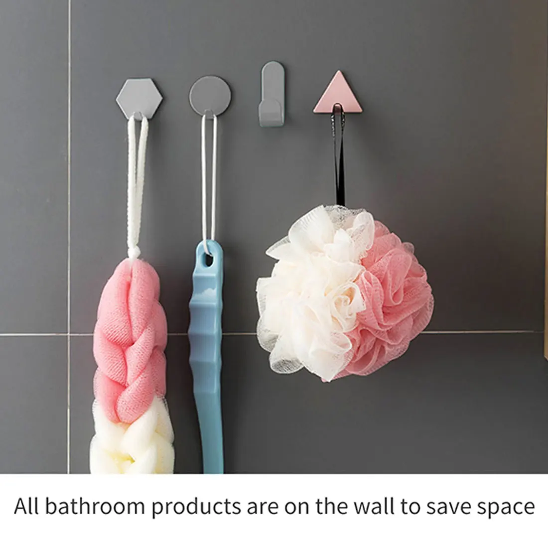 

4Pcs/Set Solid Color Hook FASHION Free Punching Door Without Trace Nail Small Hook Clothes Hook Mounted Wall Hooks Decorative