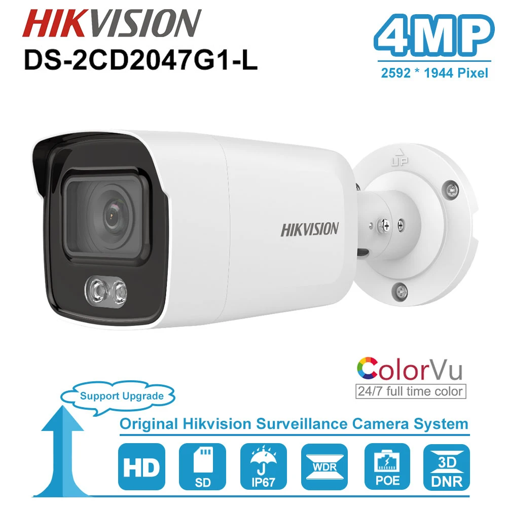 

Hikvision Original DS-2CD2047G1-L 4MP Surveillance Bullet Network Full Color POE H.265+ IP67 CCTV ColorVu IP Camera On stock