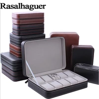 fashion hot sale 248 grids leather watch box luxury zipper style for travelling storage jewelry watch collect organizer box