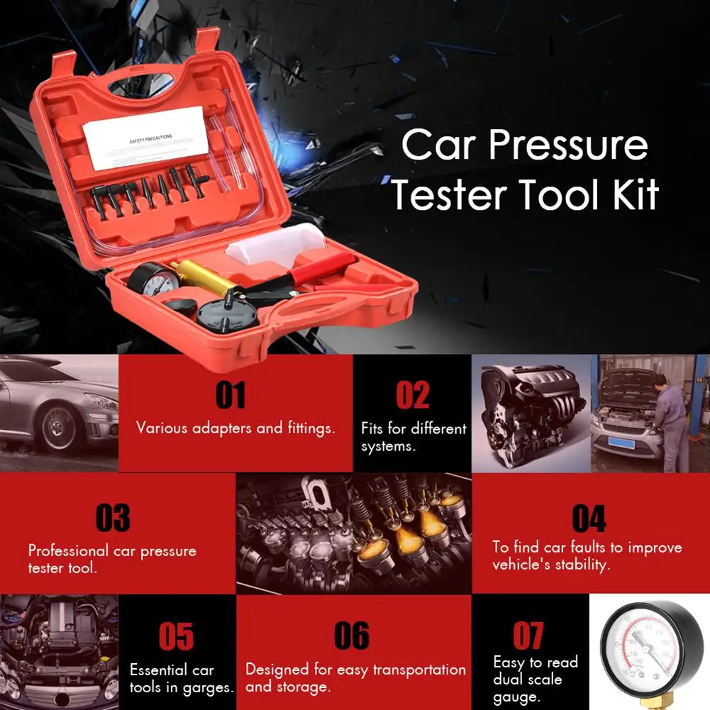 

17Pcs Car Handheld Vacuum Pressure Pump Brake Bleeder Adaptor Tester Tool Kit 2019