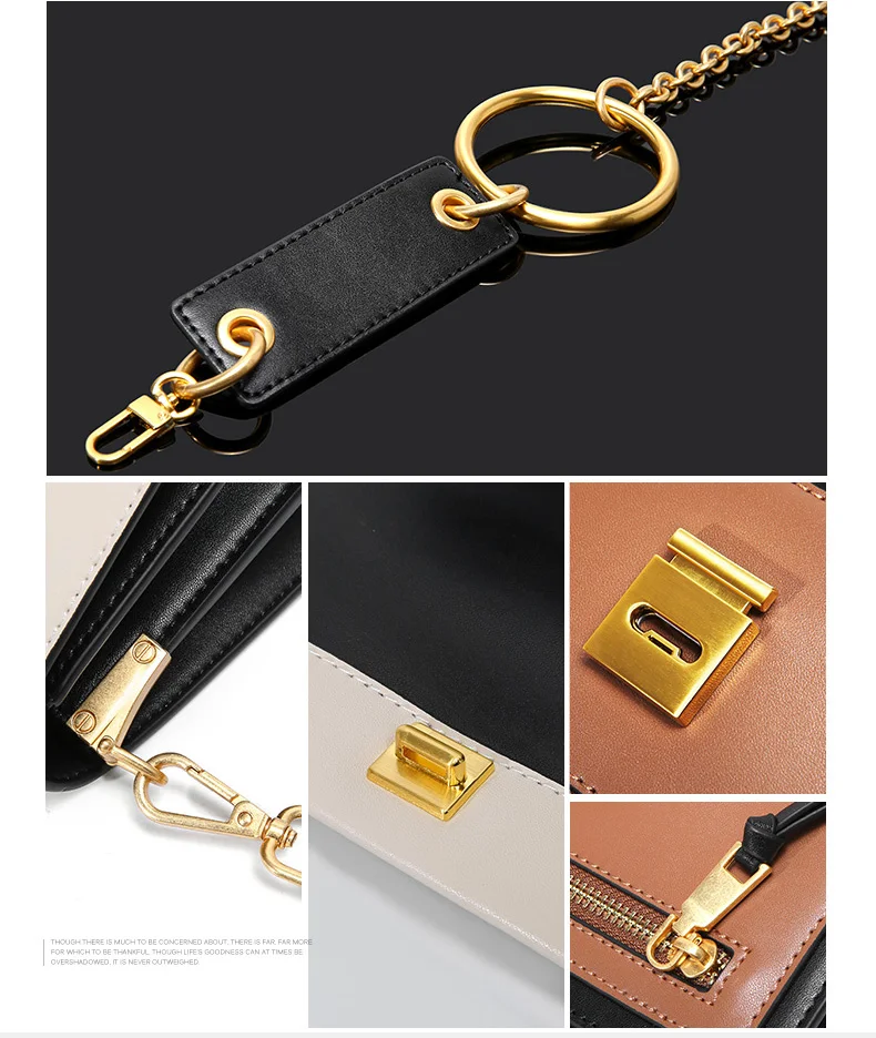 ESUFEIR Кожаная сумка на длинном ремне для женщин Vintage Flap Bag Модная цепочка с круглым кольцом Женская сумка через плечо Маленькие женские сумки