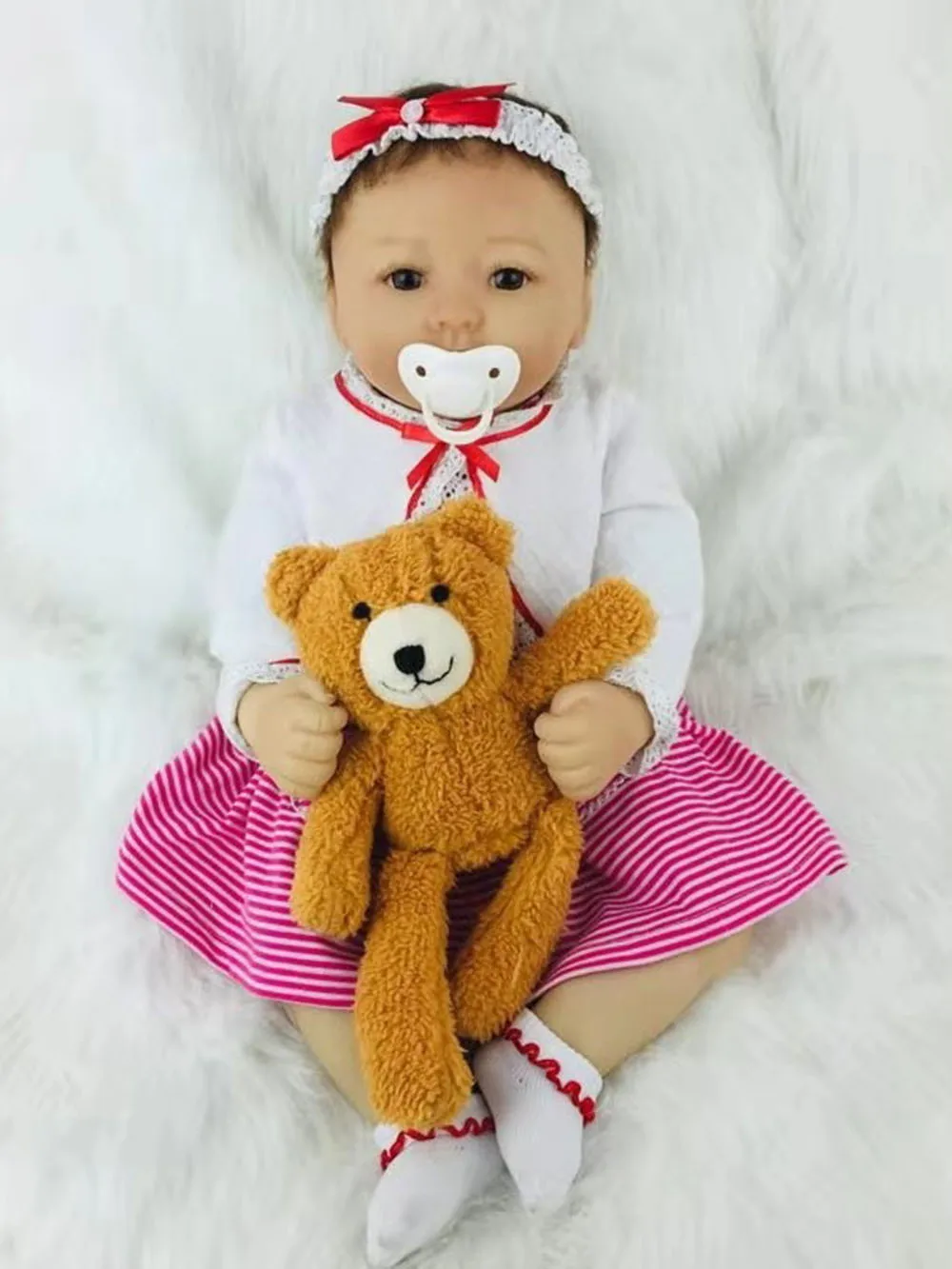 bear(yellow brown) Avani кукла "Кристалл" 50 см мягкий силиконовый винил куклы реборн новорожденных для маленьких девочек куклы для детей - Цвет: bear(yellow brown)