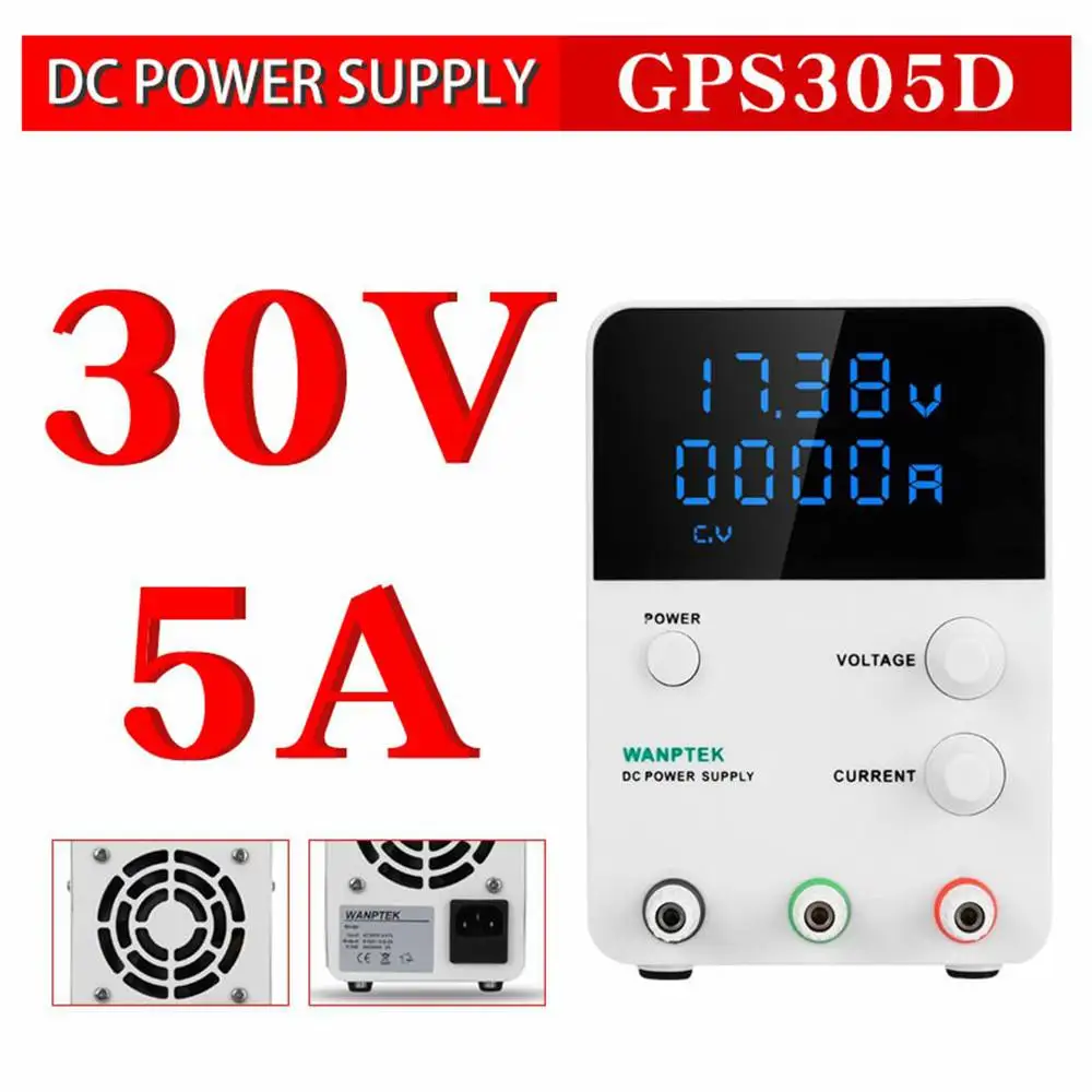 

Wanptek 110V GPS305D 30V/5A 30V/10A 60V/5ASwitching DC Power Supply Adjustable 4 Digit Lab Bench Power Source Voltage Regulator