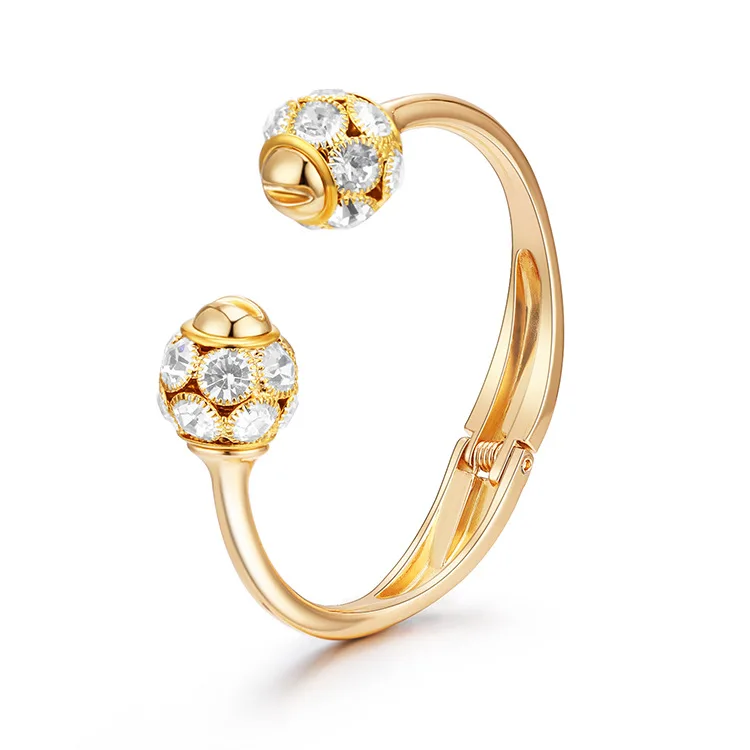 

ORNAPEADIA Jewelry Bracelet Wholesale Retro Wild Glossy Round Head Diamond Open Bracelet Light Luxury Jewelry Gold Plated