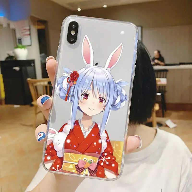 

Anime Usada Pekora Hololive Phone Case Transparent for iPhone 6 7 8 11 12 s mini pro X XS XR MAX Plus