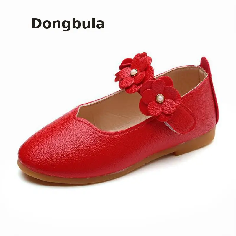 

2020 Summer Girls Princess Leather Shoes For Children Dress Shoes Sandals Flowers Fashion White Wedding Kids School Flat Shoes
