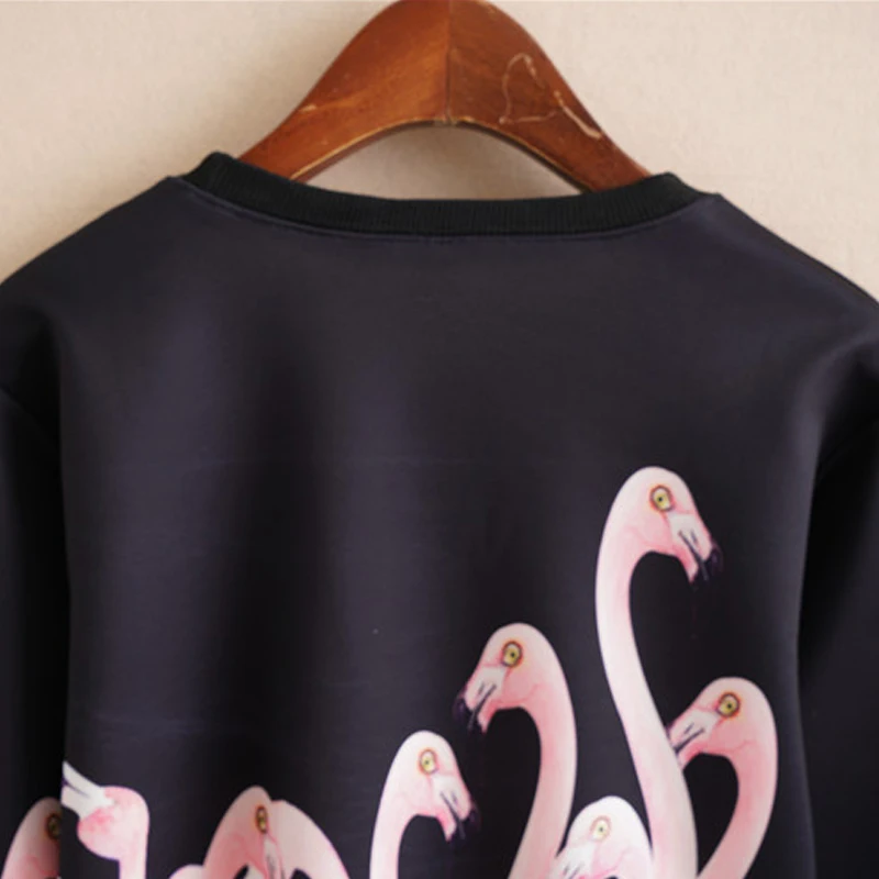 Artguy Женский Повседневный пуловер Harajuku Модный укороченный Топ с длинным рукавом женский Фламинго принт короткий Укороченный свитшот на осень