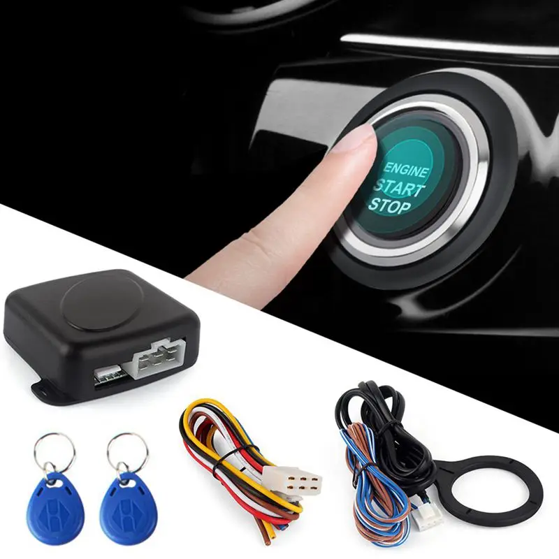 

Smart RFID Car Alarm System Push Engine Start Stop Button Lock Ignition Immobilizer with Remote Keyless Go Entry System 12V