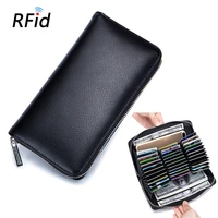 rfid 36 cards genuine leather accordion travel wallet long zipper clutch bag large capacity handbags purse