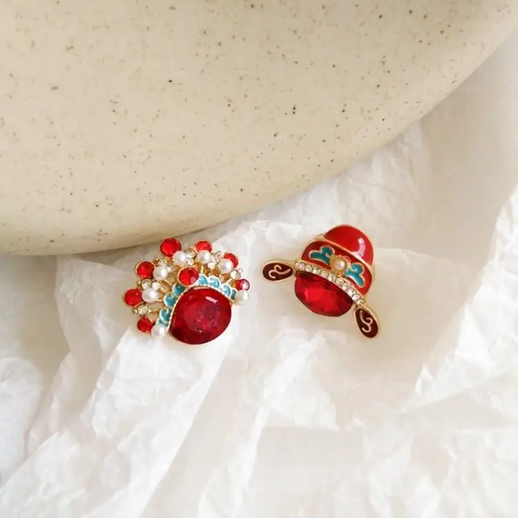 Новые Ретро Пекинская опера маска серьги китайский стиль индивидуальные клипсы