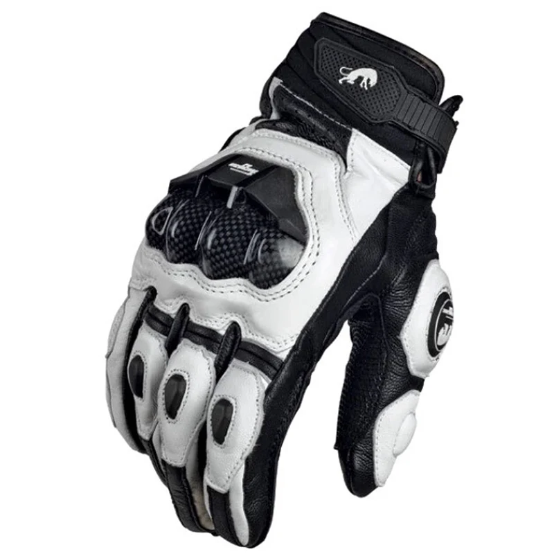 

Motorcycle Gloves black Racing Genuine Leather Motorbike white Road Racing Team Glove men summer winter