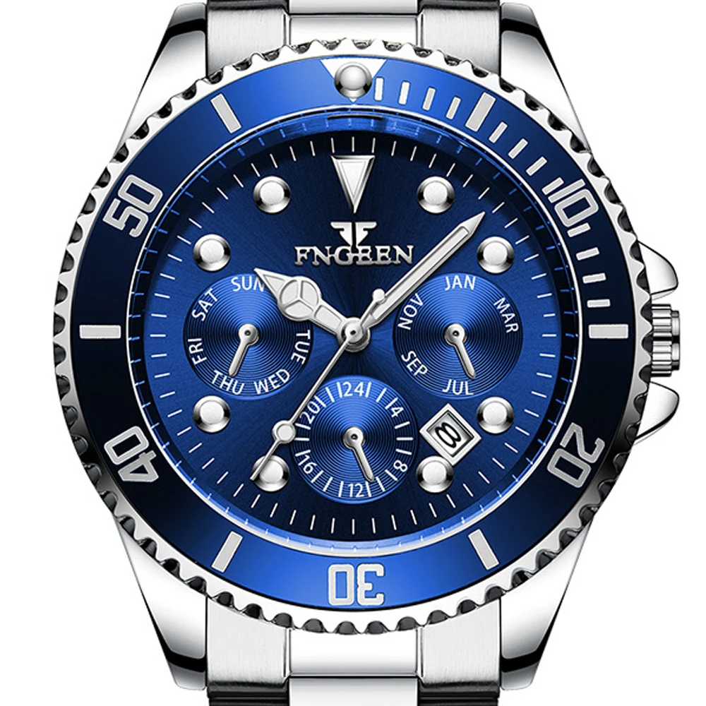 FNGEEN Men Watches Luxury Waterproof Military Quartz Wristwatches Male Clock Stainless Steel relogio masculino erkek kol saati | Наручные