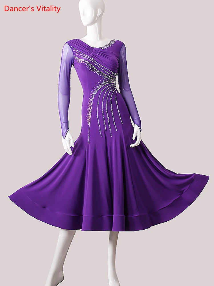 

Modern Dance Competition Suit Female Adult Ballroom Dancing Clothes High-end Custom Standard Dance Waltz Performance Skirt