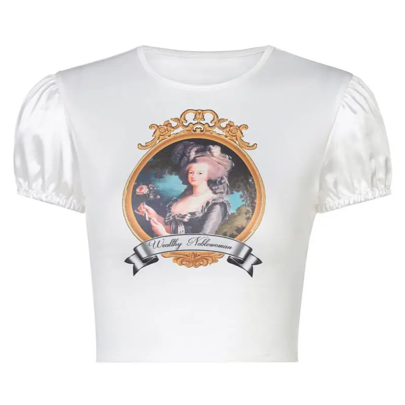 

DUAYR 2021 Summer White Short Sleeve Top Fashion Head Print O-Neck Women's T-Shirt Funny Casual Cute Crop Top Sexy Tank Top Y2k