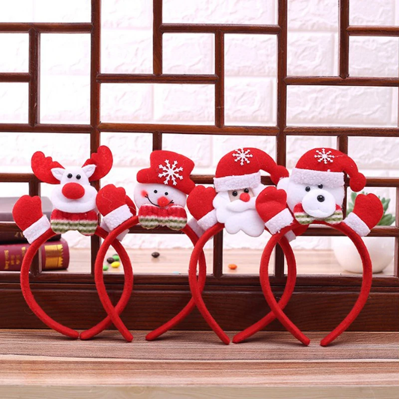 

Christmas Hair Band Cute Cartoon Headband Adult Children For Xmas Party Holiday Ornaments Headwear Deer Snowman Santa Claus Show