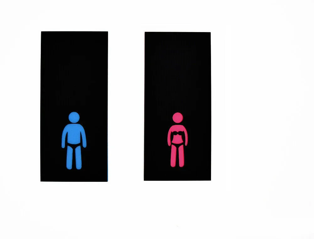 

Customized Trunks & Bikini Set of two Bathroom Sign - Modern Restroom Acrylic Signs - Funny WC Signs