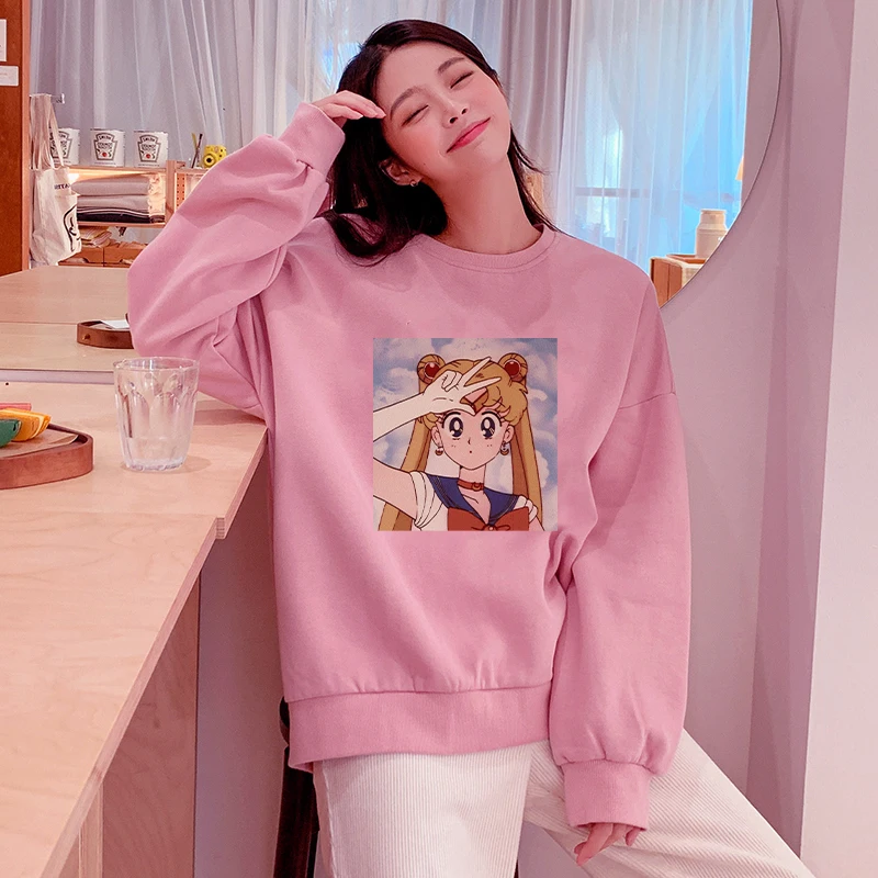 Симпатичные Сейлор Мун толстовки Для женщин женская обувь с милым рисунком