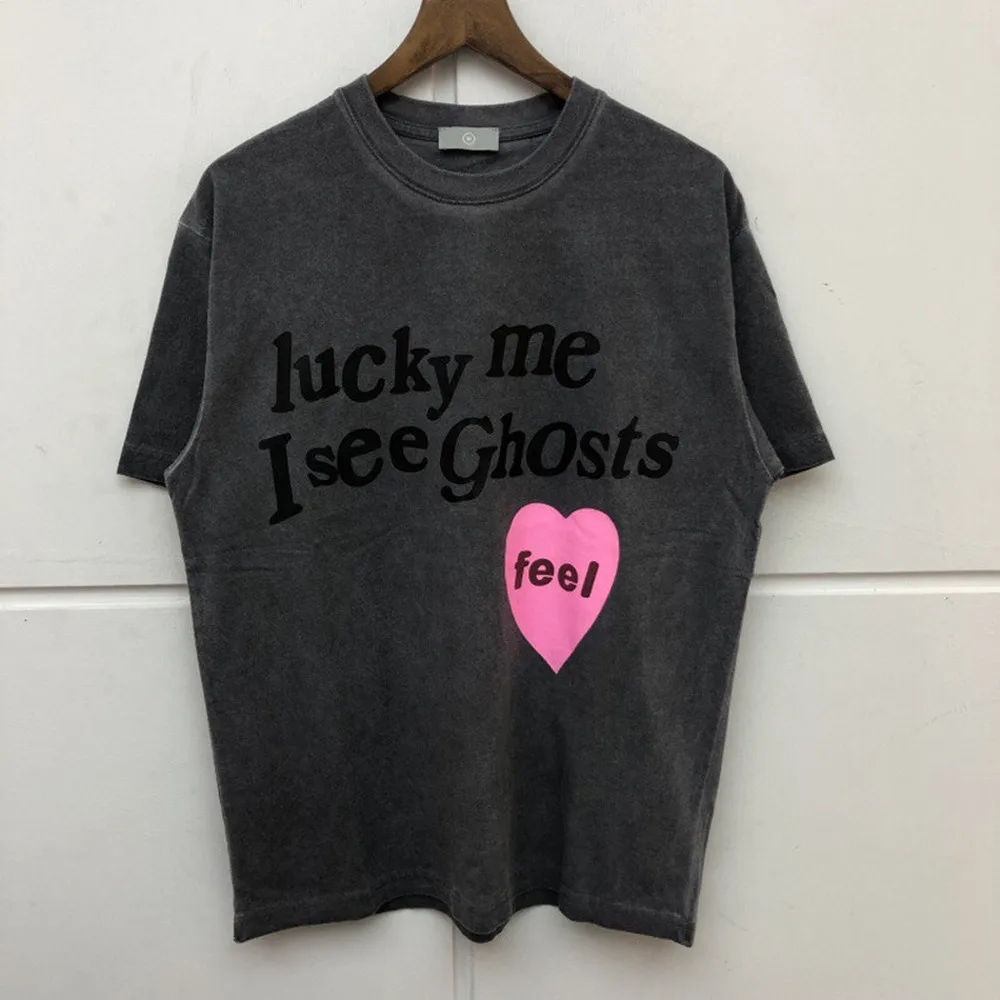 

Футболка kanye Мужская/Женская, тенниска с надписью Luck Me I see Ghost, забавная майка с призраками