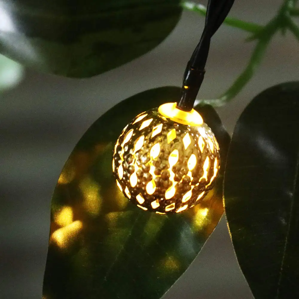Гирлянды на солнечных батареях 20 светодиодных шаровых сказочных огней 4 8 м