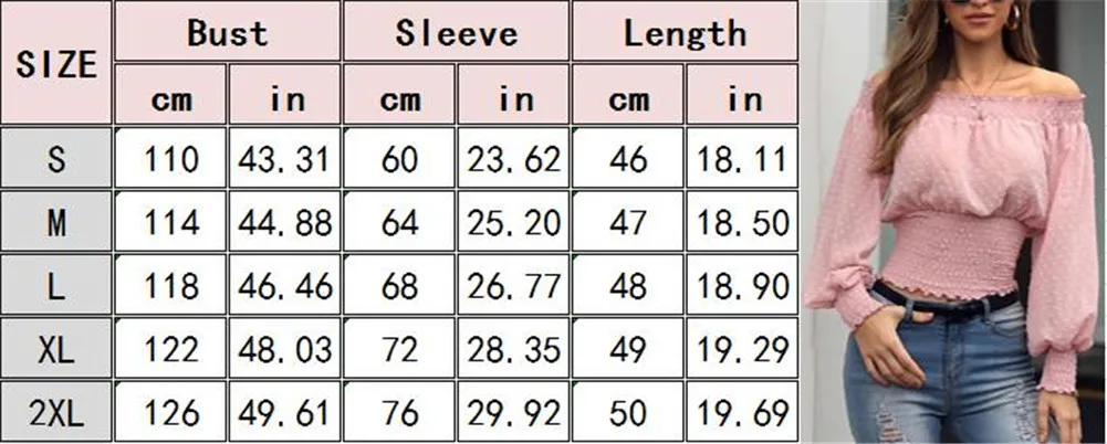 

Women's Blouse Spring Autumn Off Shoulder Short Tops Shirts Dot Pattern Folds Bloueses Female Blusa De Mujer