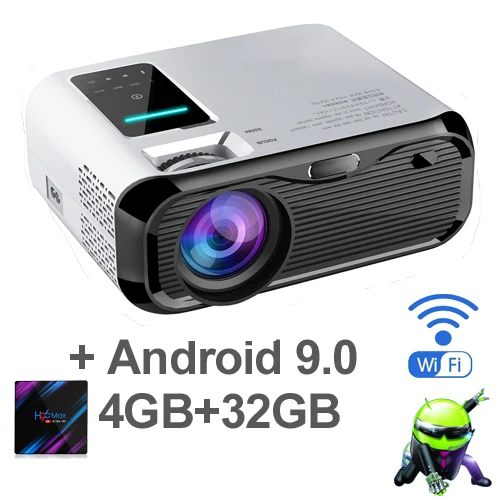 WZATCO E500 720P HD проектор 1280*800 3500 люмен HDMI домашний кинотеатр Android 9,0 дополнительные проекторы wifi проектор lcd проектор - Цвет: Android 32GB