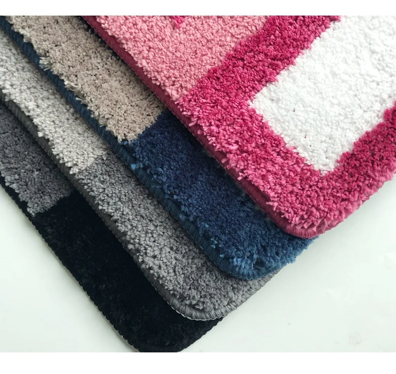 Темно серый коврик для ванной в полоску нескользящий комнаты из микрофибры