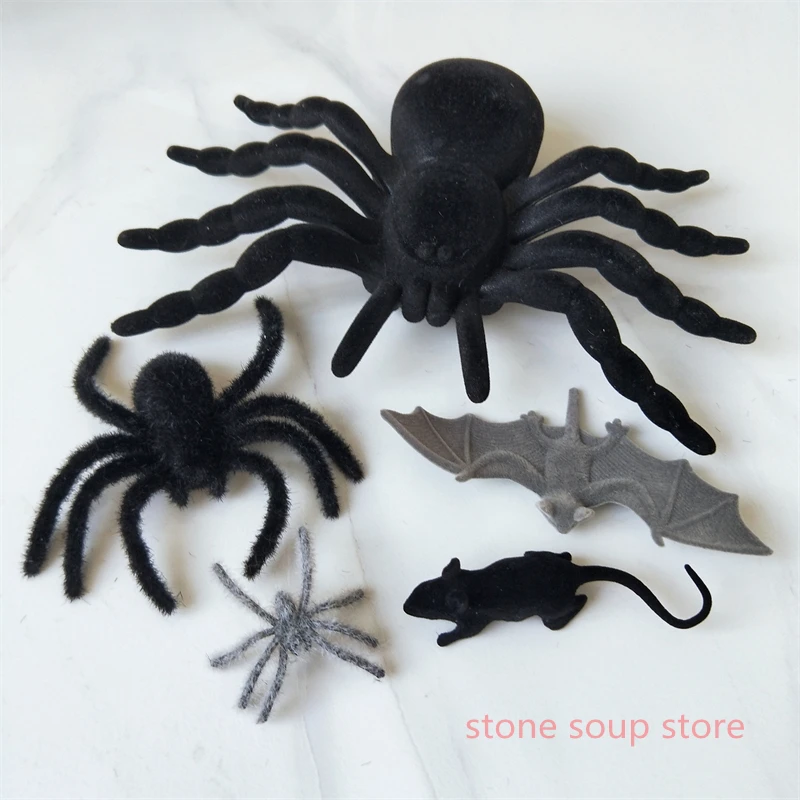 Реалистичные пластиковые пауки 1-12 шт./лот Черная/серая мышь летучая украшения