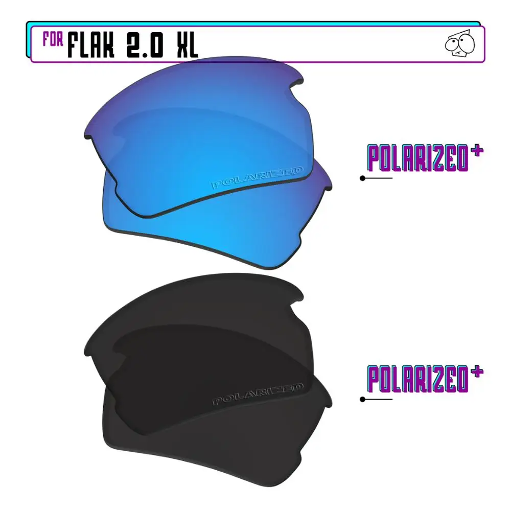 EZReplace Polarized Replacement Lenses for - Oakley Flak 2.0 XL Sunglasses - BlackPPlus-BluePPlus