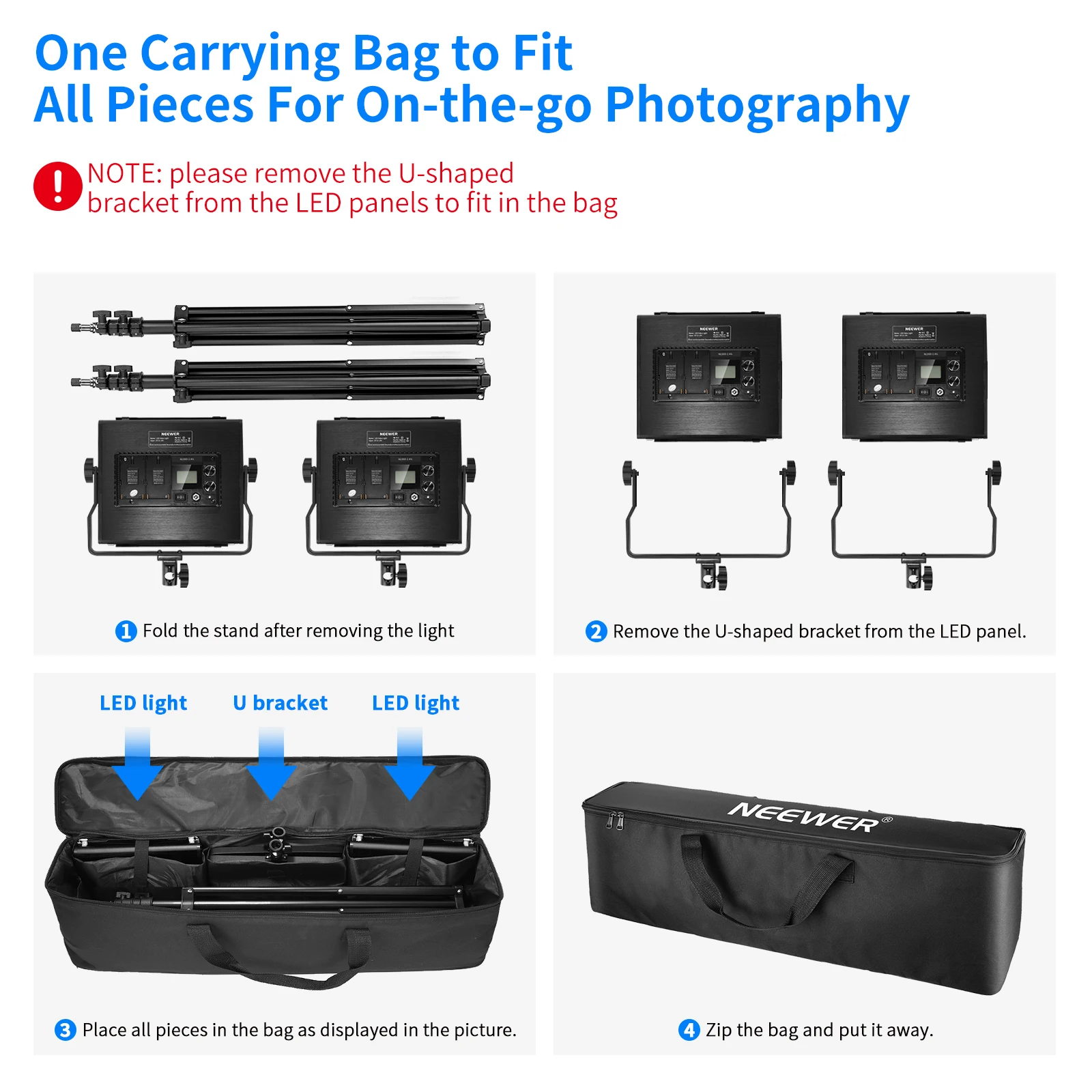 Светодиодная лампа Neewer для видеосъемки с регулируемой яркостью со штативом и