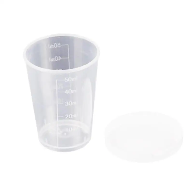 

10Pcs 30/50ml Medicine Measuring Measure Cups With White Cap Transparent Container Lids Clear Measure Plastic Cups X4M4