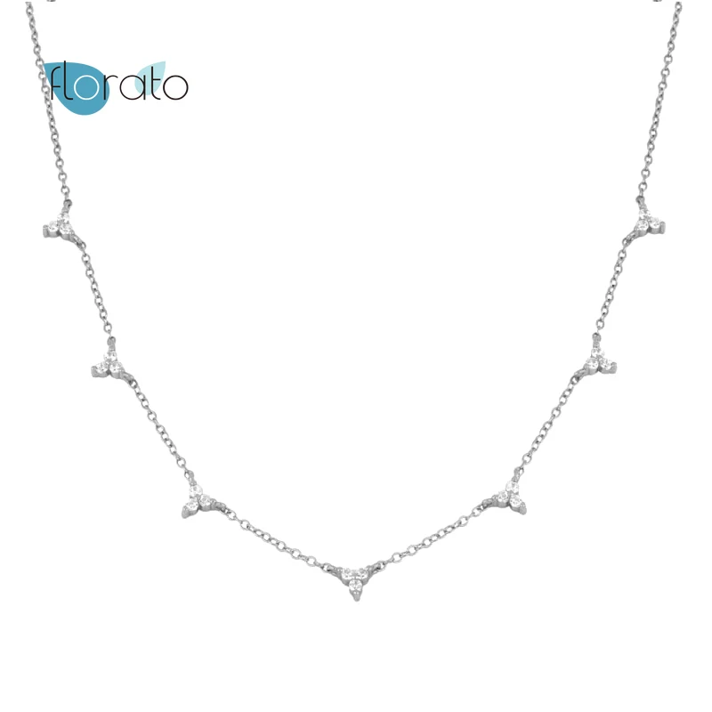 

925 Sterling Silver Clear Zircon CZ Charm Luxury Choker Necklace Clavicle chain 2021 Women Wedding Party Jewelry Gift Valentines