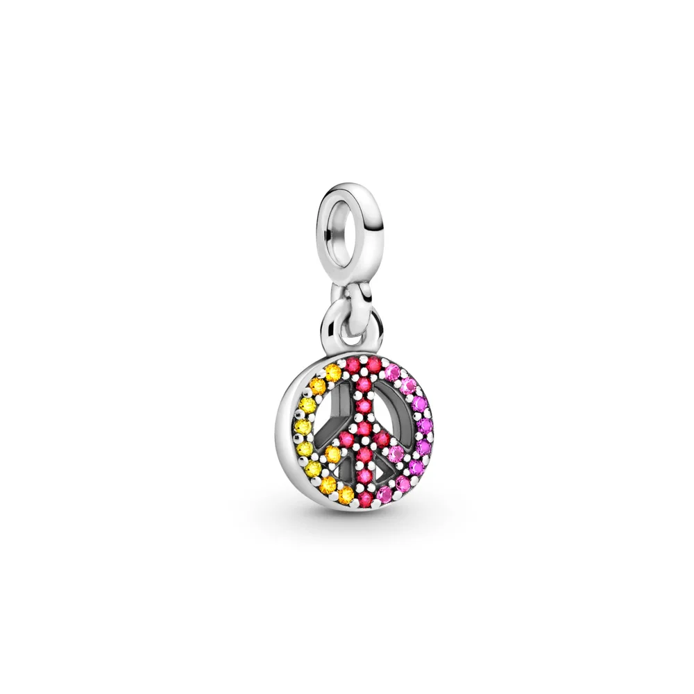 

925 Silver Me Charm My Peace Dangle Charm Shiny Zircon Fit Original Pandora Me bracelet for women diy jewelry