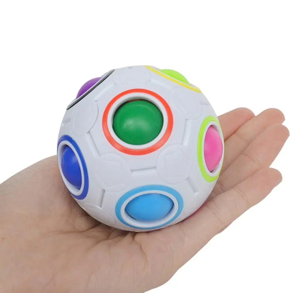 Mini Arco Iris m&aacute;gico creativo, pelota de f&uacute;tbol, rompecabezas educativo, Juguetes Divertidos de aprendizaje, esponja el&aacute;stica interna, soporte, 7x7x7cm-1