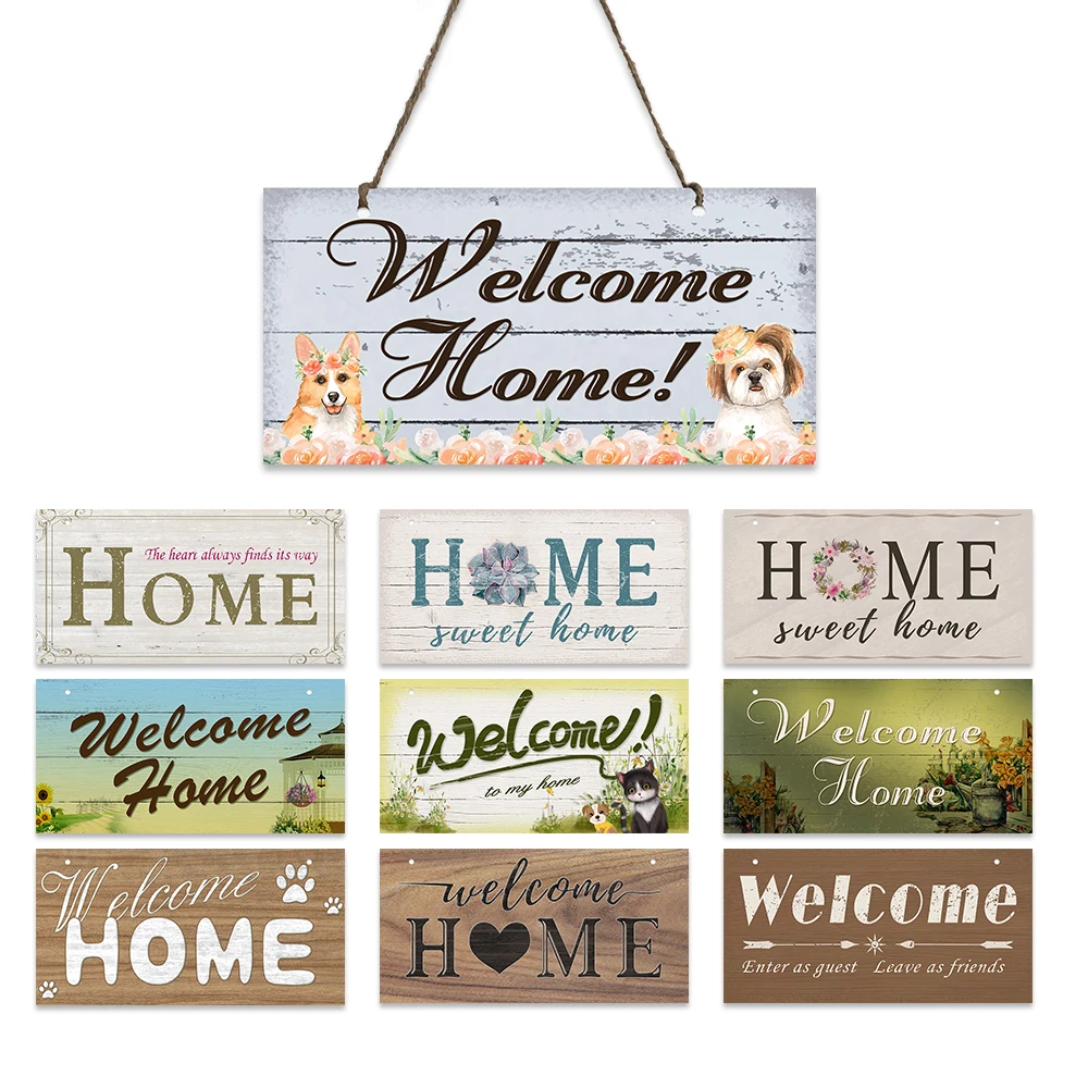 

Sweet Home Wooden Poster Welcome Wood Plaque Friendship Home Decor Hanging Signs Wall Garden Door Living Room Decoration Plate