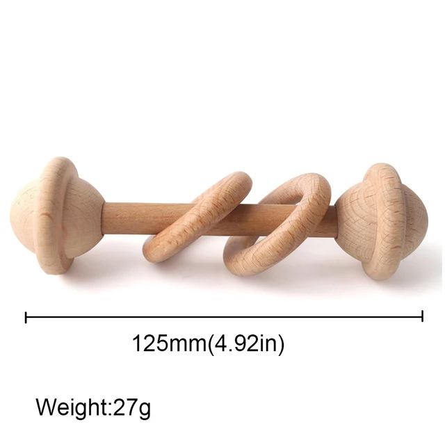Beech Rattle Деревянный прорезыватель, колокольчики, деревянные погремушки, пустые, пустые, детские подарки для кормления, игрушки Монтессори, детский спасательный круг, погремушка, игрушки, детские товары, грызуны - Цвет: Beech Rattle