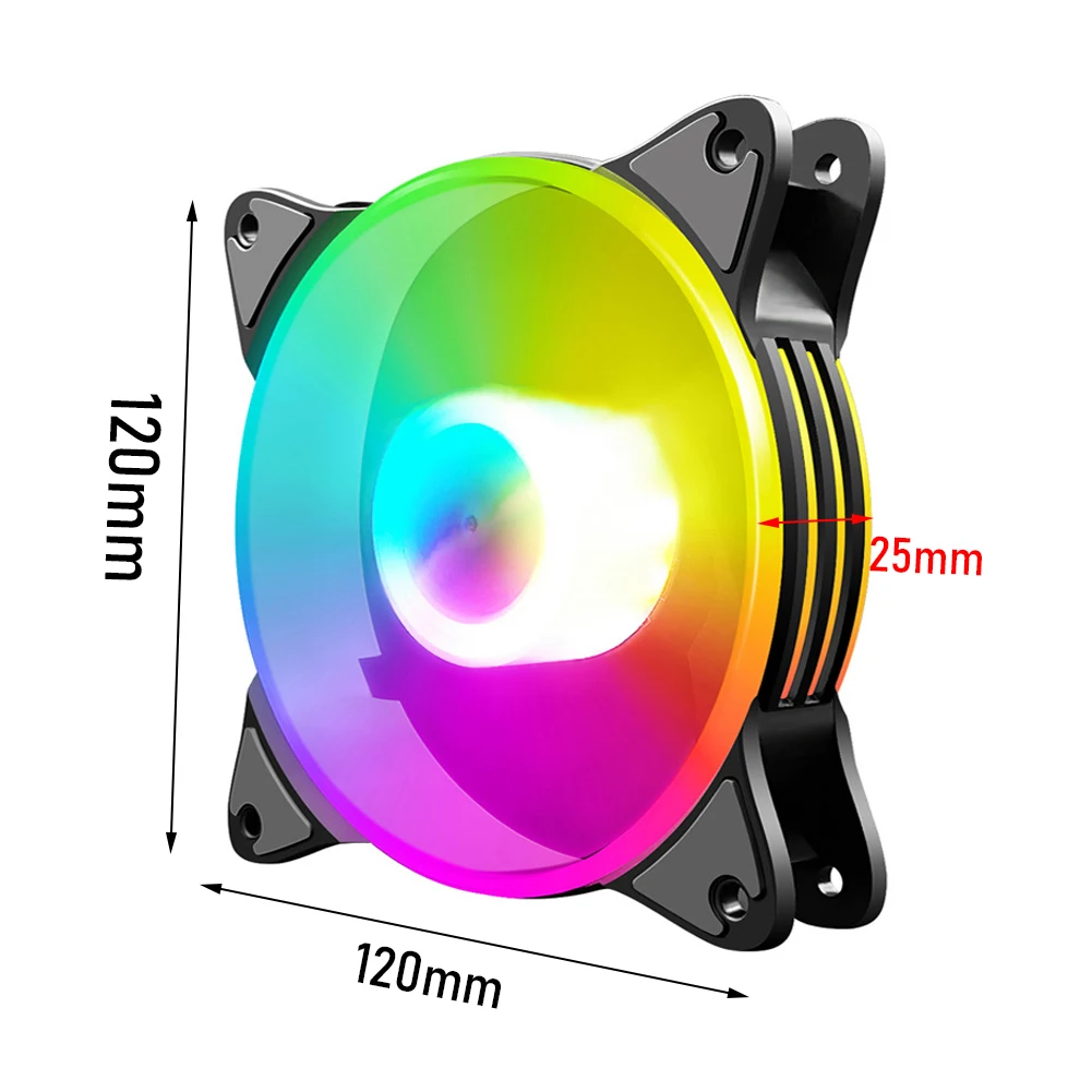 

COOLMOON 12cm 5 Colors LED Lighting Silent Chassis Cooling Fan 6Pin Heatsink Radiator for Desktop PC Case Computer Tools
