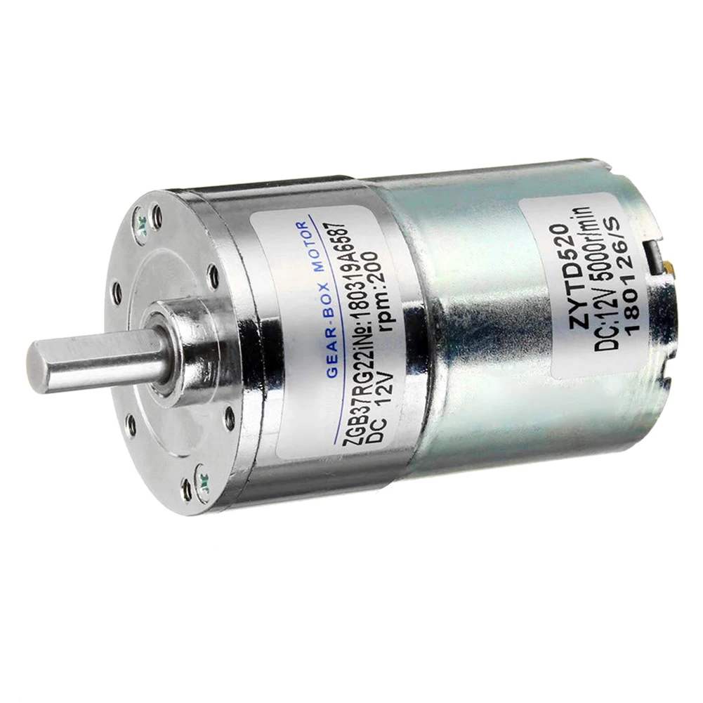 1Pcs ZGB37RG 12V 200RPM Reduction Motor DC Gear Motor 6mm Eccentric Shaft Output Low Speed High Torque Metal for Electrical