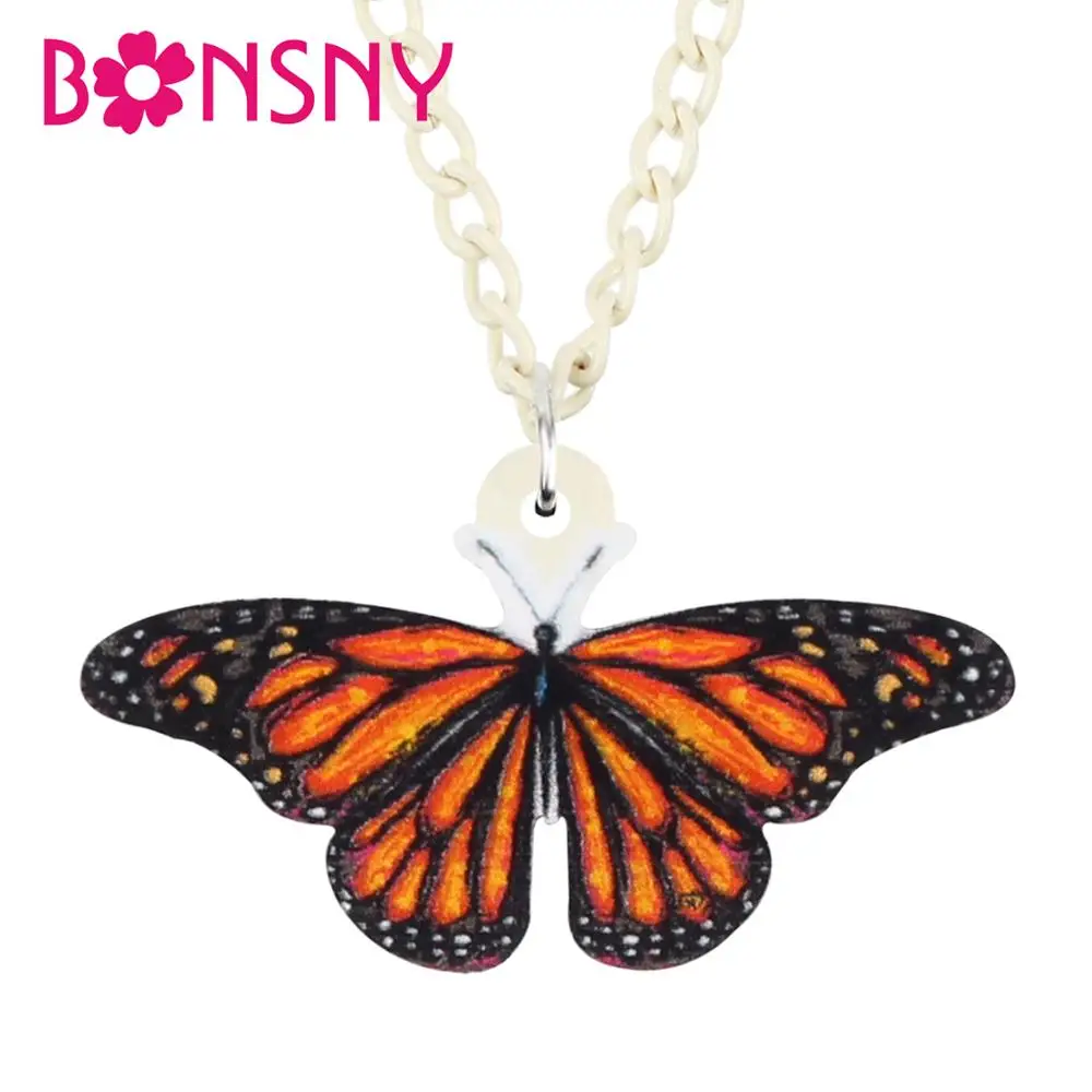

Акриловое ожерелье Bonsny с милой бабочкой, чокер, ошейник с подвеской в виде насекомых и животных, ювелирные изделия для женщин, детей, девочек...