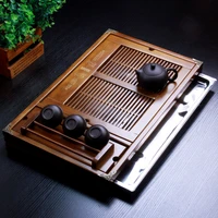 eco friendly tea tray chinese water storage kung fu wood tea tray traditional with drawer luxury plateau bois teaware dg50cp