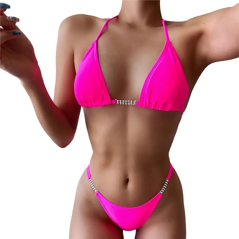 

2021 Sexy Thong Micro Bikinis Women Swimsuits Solid Push up Swimwear Female Bikini Set Brazilian Biquini Bathing Suit With Scarf