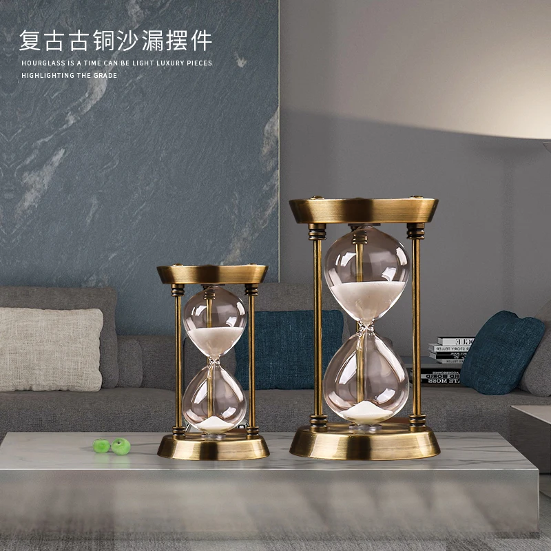 

Empty Sand Glass Hourglass Time Hourglass Timer Creative Metal Study Living Room Office Desktop Decoration Home Accessories Gift