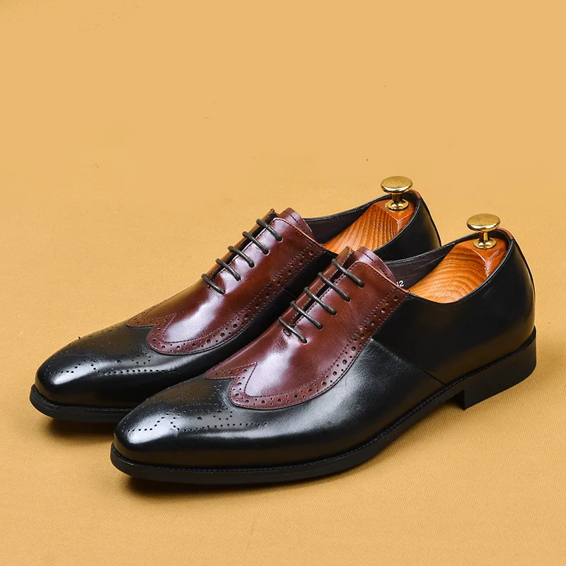 QYFCIOUFU/итальянские мужские туфли-оксфорды Дизайнерская обувь с перфорацией типа